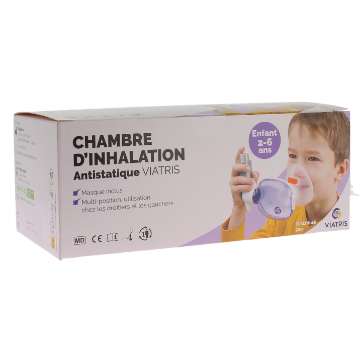 Chambre d'inhalation antistatique enfant  2 &agrave; 6 ans Viatris - boite d'une chambre d'inhalation