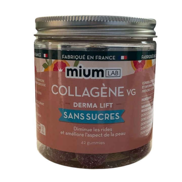 Collag&egrave;ne VG Derma lift sans sucres Mium Lab - pot de 42 gummies