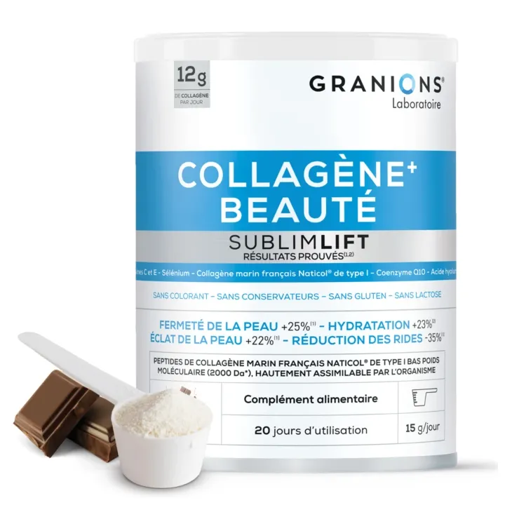 Collag&egrave;ne+ beaut&eacute; Sublimlift go&ucirc;t chocolat Granions - pot de 300g