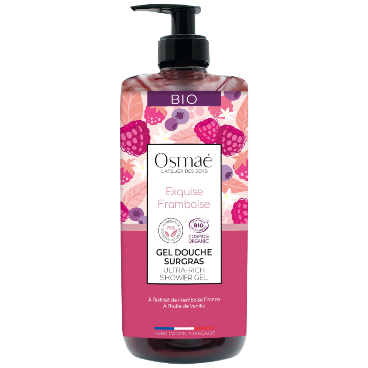 Gel douche surgras exquise framboise Osma&eacute; - flacon-pompe de 1L