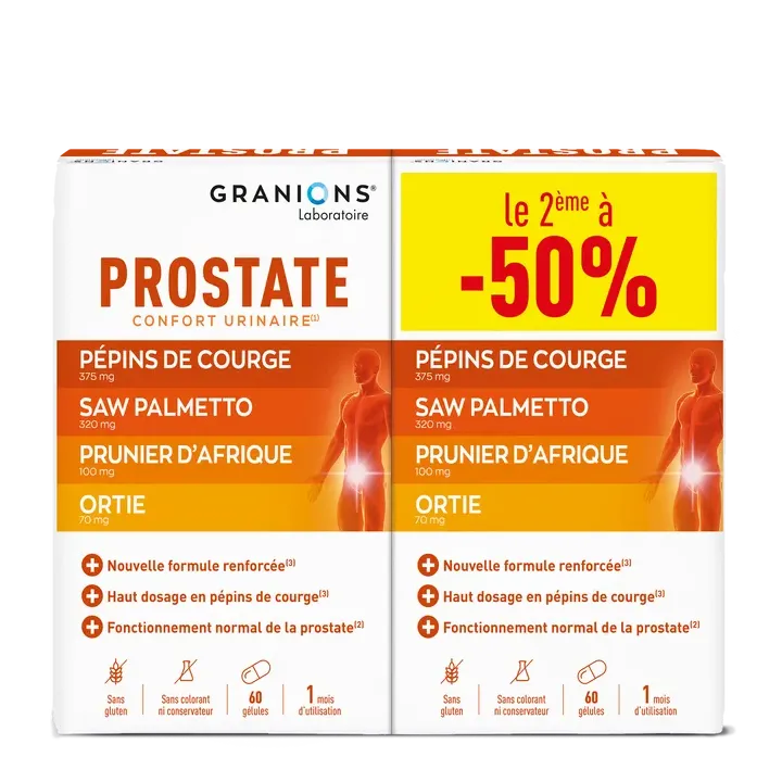 Prostate confort urinaire Granions - 2 bo&icirc;tes de 60 g&eacute;lules