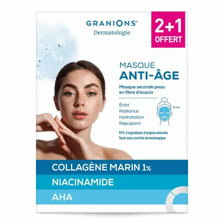 Masque anti-&acirc;ge seconde peau Granions - 2+1 offert