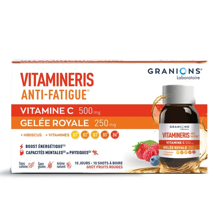 Vitamineris anti-fatigue Granions - boite de 10 shots &agrave; boire 