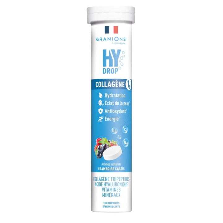 Hydrop solution d'hydratation ar&ocirc;me framboise cassis Granions - tube de 20 comprim&eacute;s effervescents 