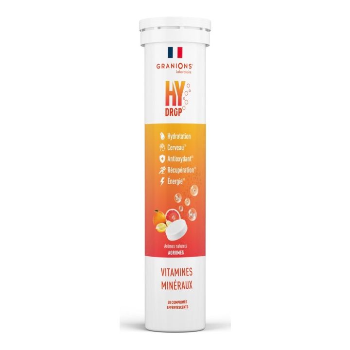 Hydrop solution d'hydratation ar&ocirc;me agrumes Granions - tube de 20 comprim&eacute;s effervescents