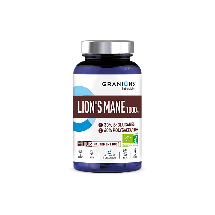 Lion's Mane bio 1000mg Granions - pot de 90 g&eacute;lules