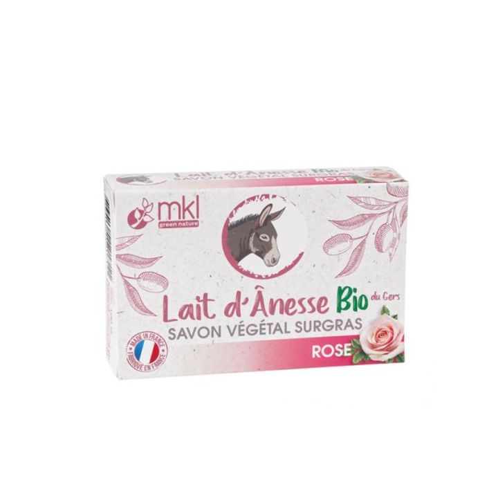 Savon au lait d'annesse bio &agrave; la rose MKL Green Nature - pain de 100g