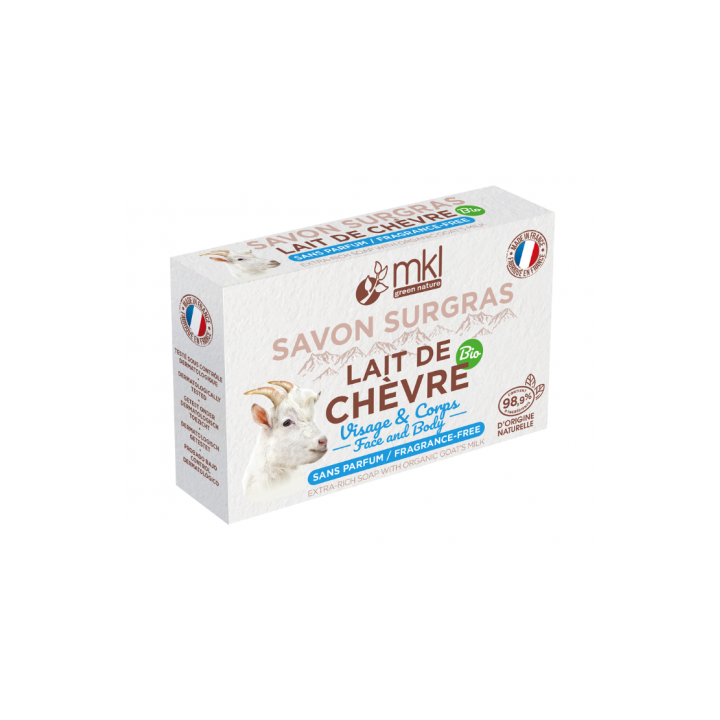 Savon surgras au lait de ch&egrave;vre bio MKL Green Nature - pain de 100g