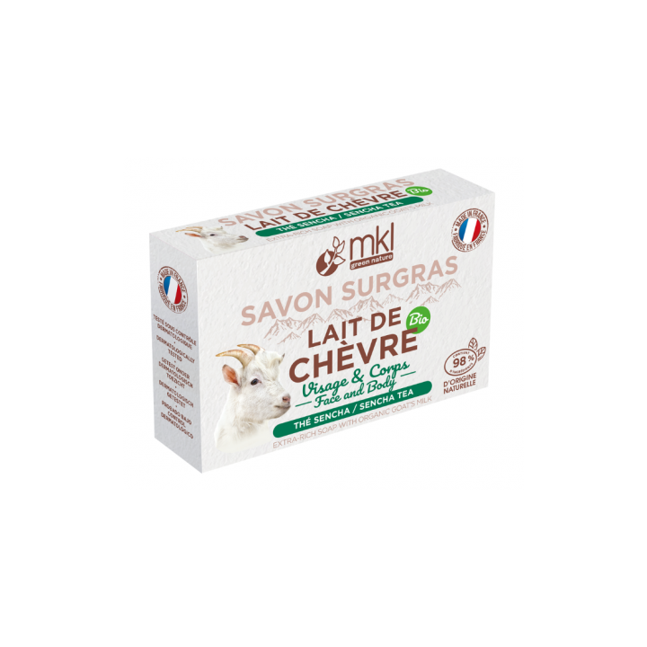 Savon surgras au lait de ch&egrave;vre bio th&eacute; sencha MKL Green Nature - pain de 100g