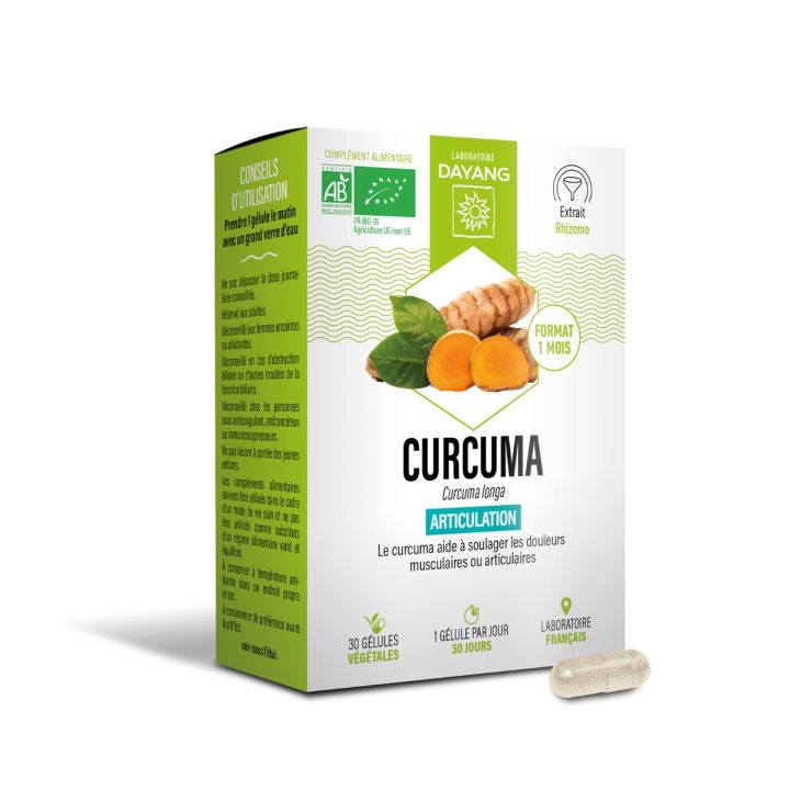 Curcuma bio Dayang - bo&icirc;te de 30 g&eacute;lules 