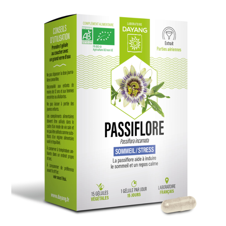 Passiflore sommeil et stress BIO Dayang - boite de 30 g&eacute;lules 