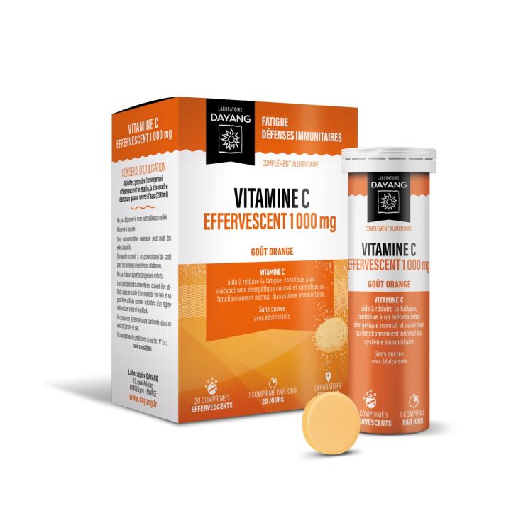 Vitamine C effervescent 1000mg Dayang - bo&icirc;te de 20 comprim&eacute;s effervescents 