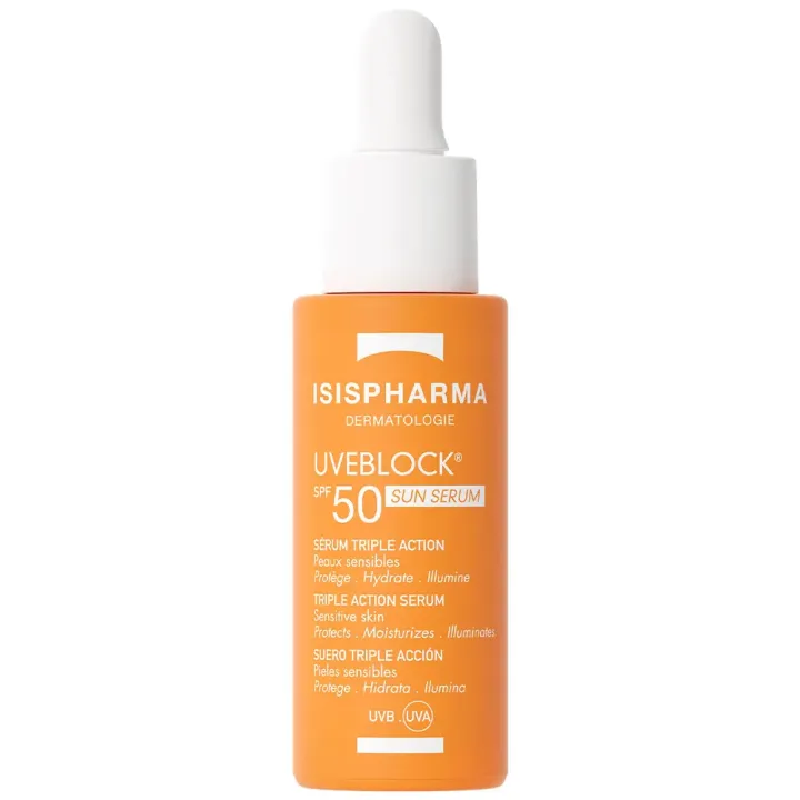 Uveblock SPF50 s&eacute;rum triple action Isispharma - flacon-pipette de 28ml