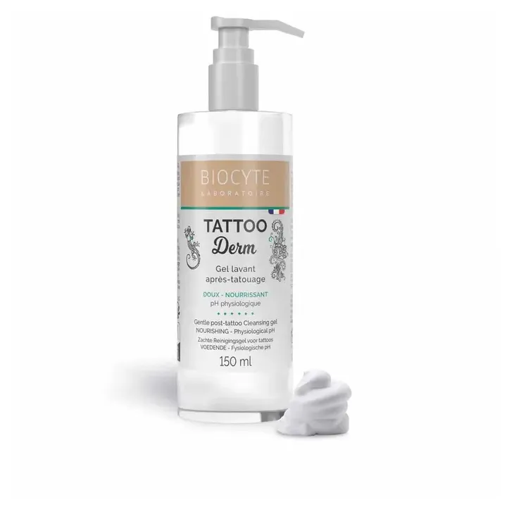 Tattoo derm gel lavant apr&egrave;s-tatouage Biocyte - flacon pompe de 150ml