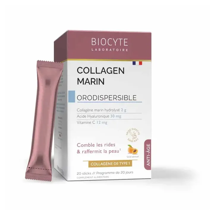 Collagen marin orodispersible Biocyte - bo&icirc;te de 20 sticks 
