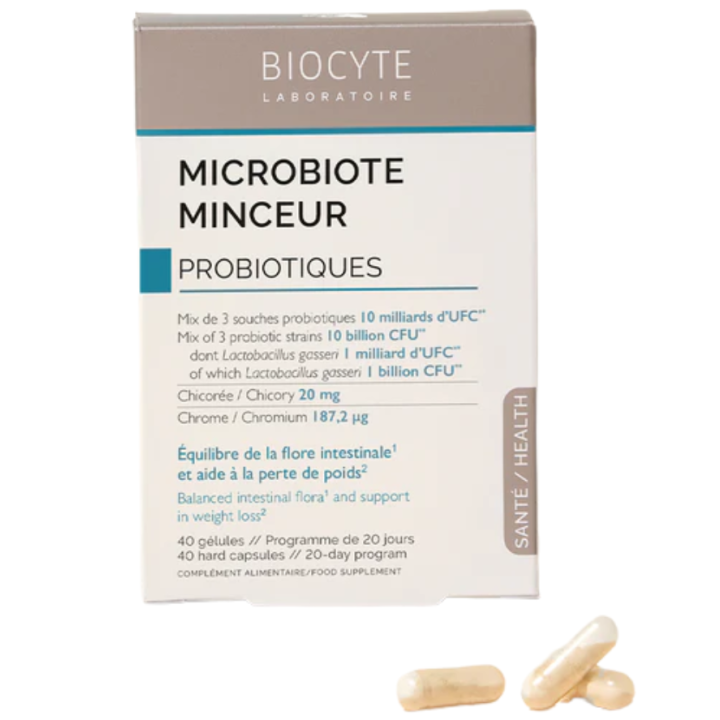 Microbiote minceur probiotiques Biocyte - bo&icirc;te de 40 g&eacute;lules 