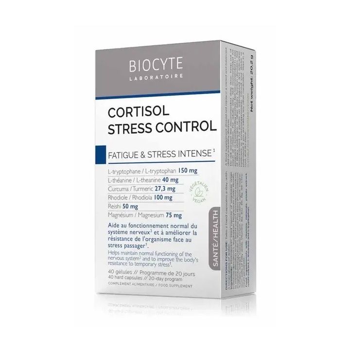Cortisol Stress Control fatigue et stress intense Biocyte - boite de 40 g&eacute;lules