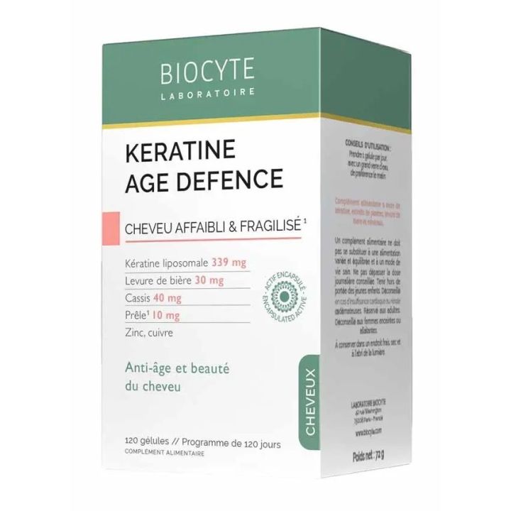 Keratine Age Defence cheveu affaibli et fragilis&eacute; Biocyte - boite de 120 g&eacute;lules