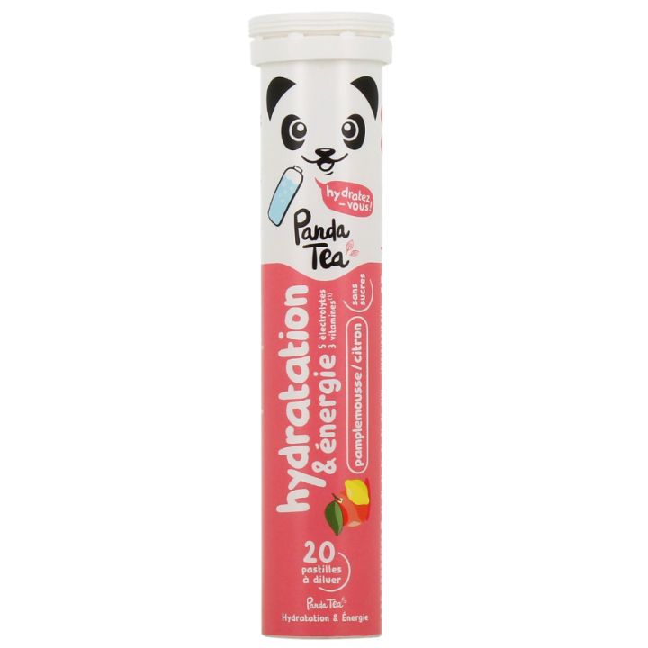 Pastilles hydratation et &eacute;nergie go&ucirc;t pamplemousse citron Panda Tea - 20 pastilles effervescentes
