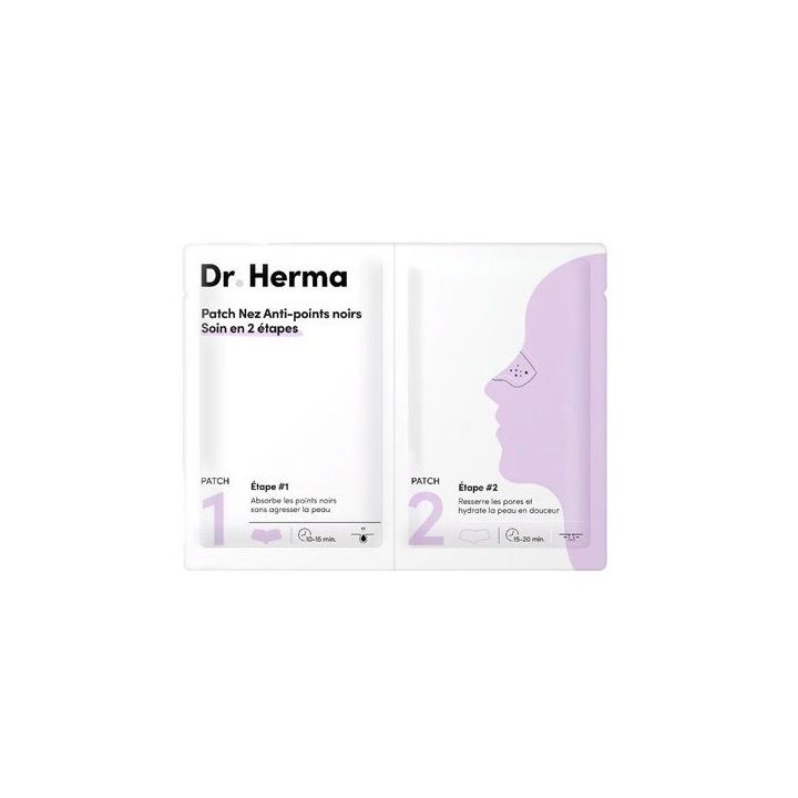 Patchs anti-points noirs soin nez en 2 &eacute;tapes Dr Herma - lot de 2 patchs (1 soin)