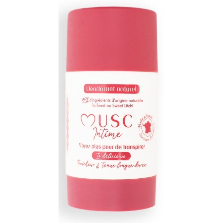 D&eacute;odorant naturel au sweet litchi la d&eacute;licieuse Musc Intime - roll-on de 50g