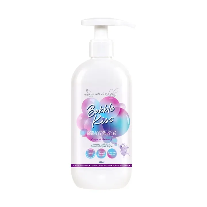 Bubble Kiss soin lavant doux b&eacute;b&eacute;s et enfants Les Secrets de Loly - flacon-pompe de 400ml