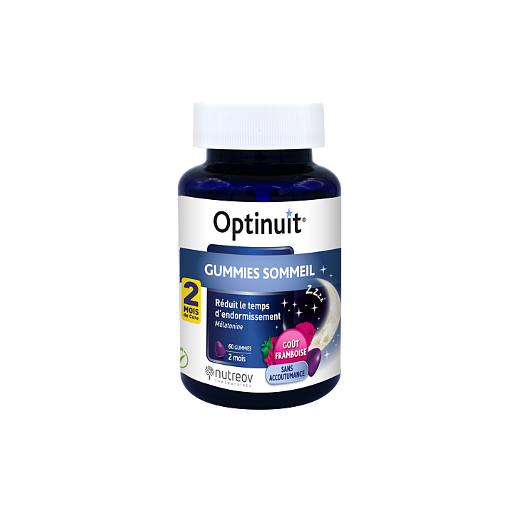 Optinuit gummies sommeil go&ucirc;t framboise Nutreov - pot de 60 gummies 