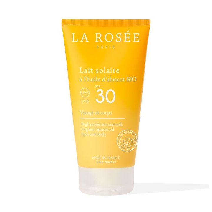 Lait solaire SPF30 &agrave; l'huile d'abricot bio La Ros&eacute;e - tube de 150ml