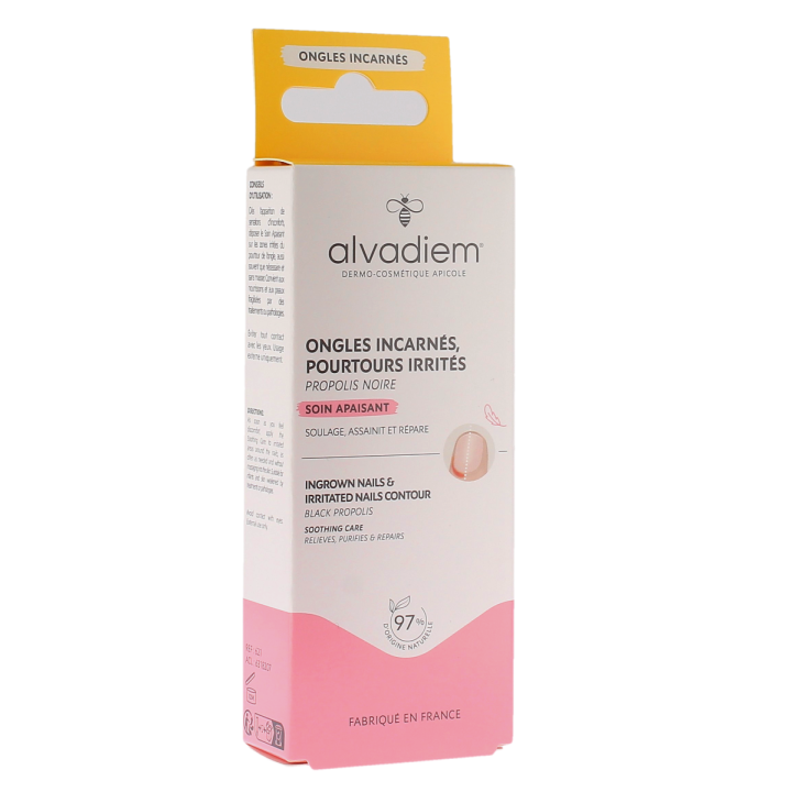Soin apaisant ongles incarn&eacute;s et pourtour irrit&eacute;s Alvadiem - tube pinceau de 10ml