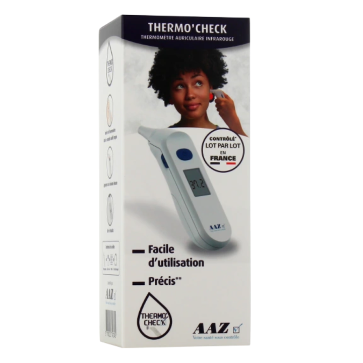 Thermo'check thermom&egrave;tre auriculaire AAZ - bo&icirc;te d'un thermom&egrave;tre 