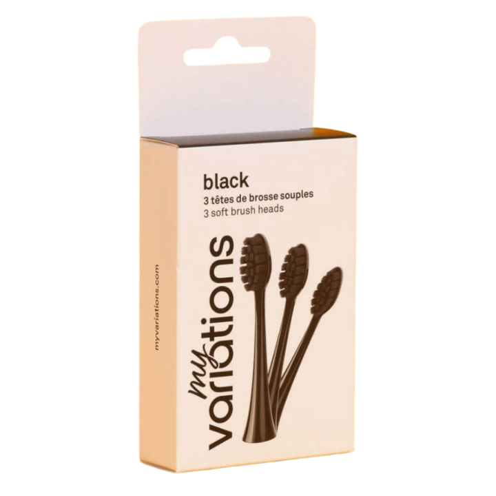 T&ecirc;tes de brosse noires souples MyVariations - 3 t&ecirc;tes de brosse
