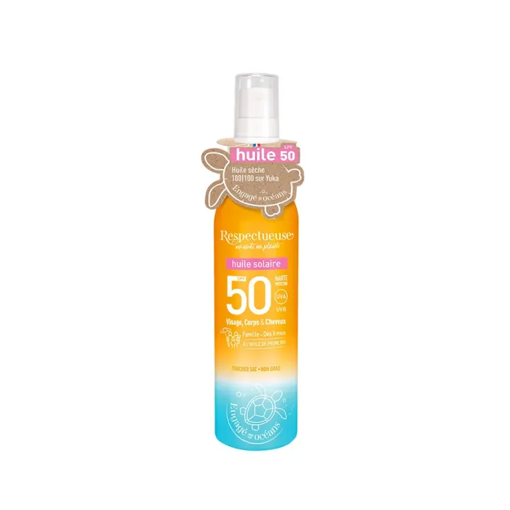 Huile solaire SPF50 Respectueuse - spray de 100ml