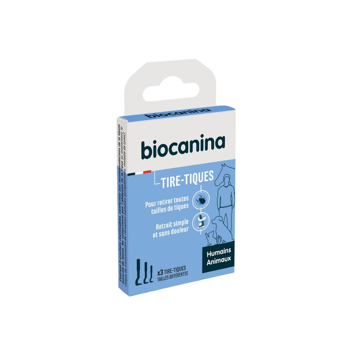 Tire-tiques humains et animaux 3 tailles diff&eacute;rentes Biocanina - boite de 3 tire-tiques