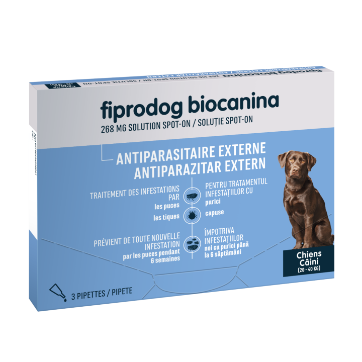 Fiprodog Spot on 268 mg grand chien 20-40 kg Biocanina - bo&icirc;te de 3 pipettes
