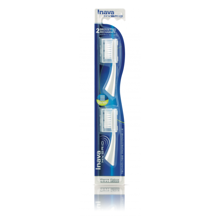 Recharge Brosse &agrave; dents 20/100 Inava Hybrid - blister de 2 unit&eacute;s