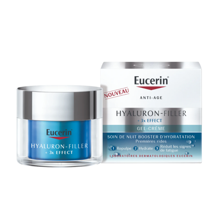 Hyaluron-filler + 3x effect gel-cr&egrave;me soin de nuit booster d'hydratation Eucerin - pot de 50 ml