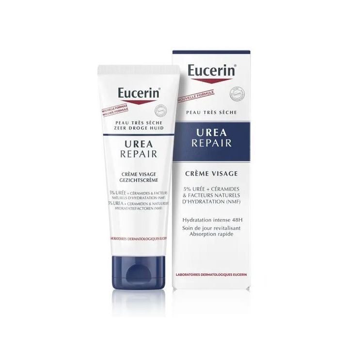 Urea Repair cr&egrave;me visage 5% ur&eacute;e peaux tr&egrave;s s&egrave;ches Eucerin - tube de 50ml