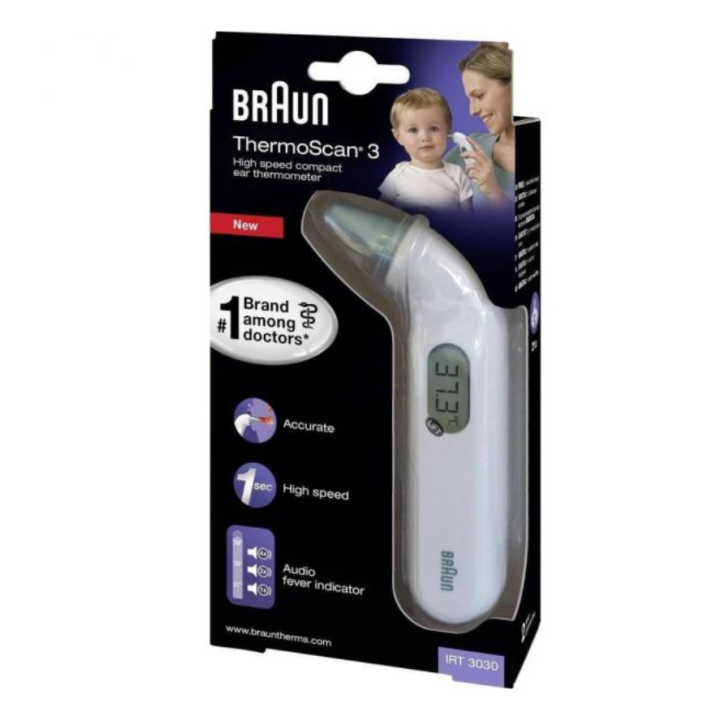 Thermoscan 3 thermom&egrave;tre auriculaire compact IRT 3030 Braun - 1 thermom&egrave;tre