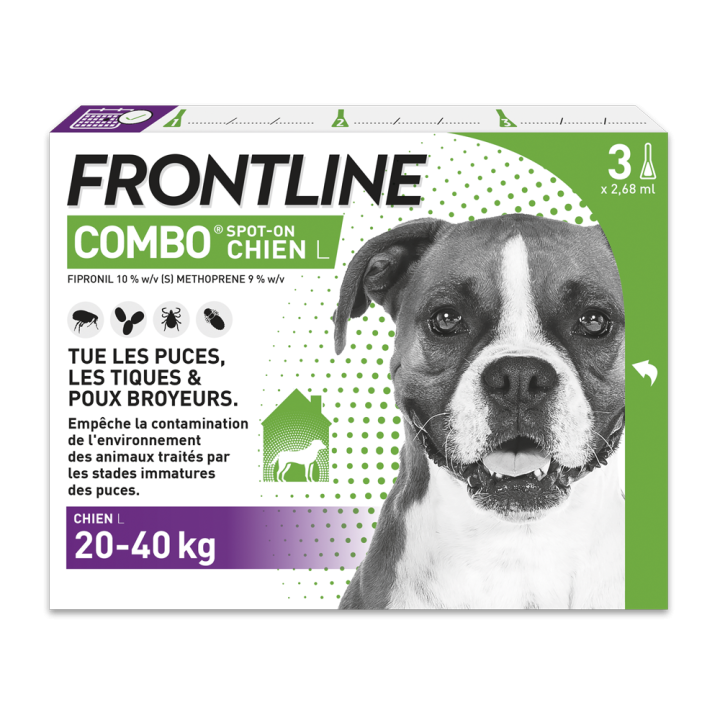 Combo Spot-On chien 20-40 kg Frontline - 3 pipettes de 2,68ml