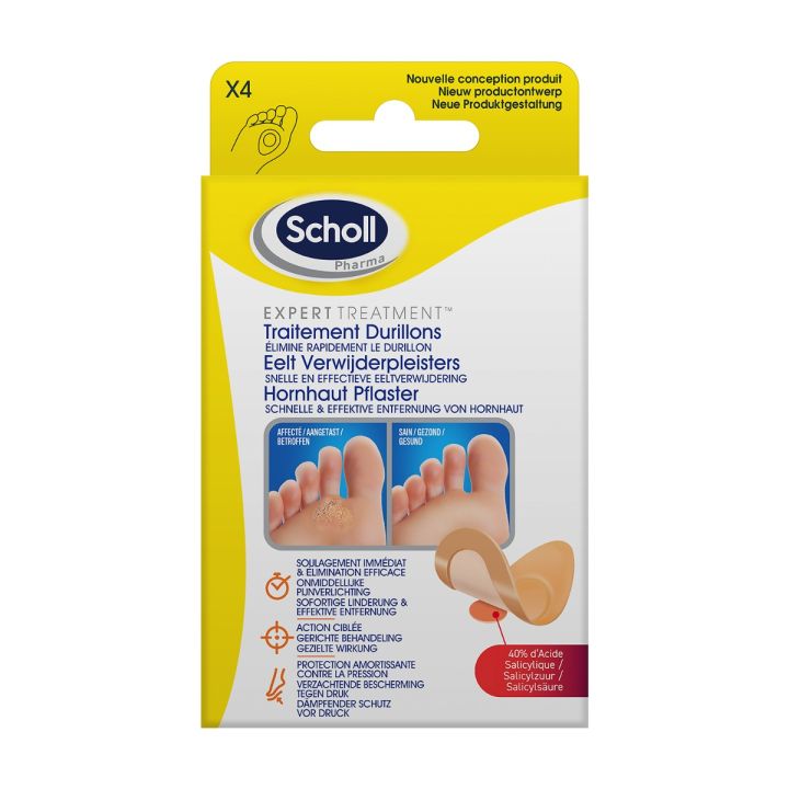 Pansements traitement Durillons Scholl - 4 empl&acirc;tres ultra-doux