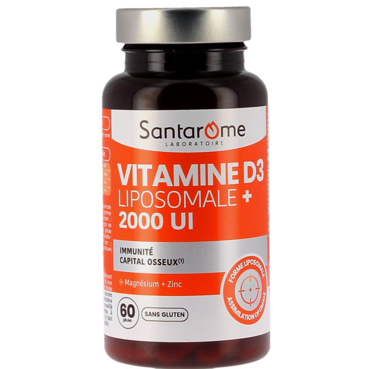 Vitamine D3 Liposomale+ 2000&micro;g Santarome - pot de 60 g&eacute;lules