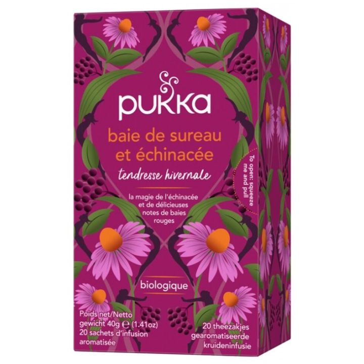 Infusion baie de sureau & &eacute;chinac&eacute;e bio Pukka - bo&icirc;te de 20 sachets