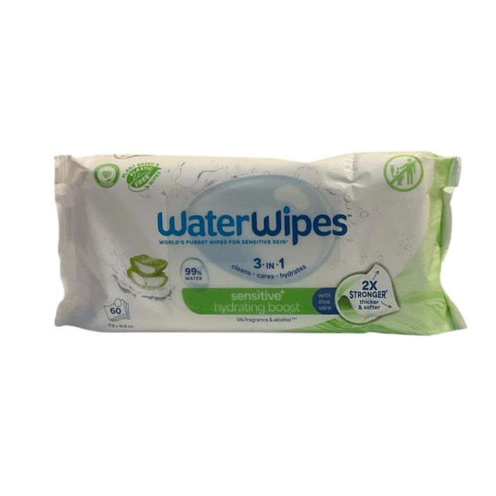 Lingettes hydratantes &agrave; l'Aloe Vera Waterwipes - paquet de 60 lingettes