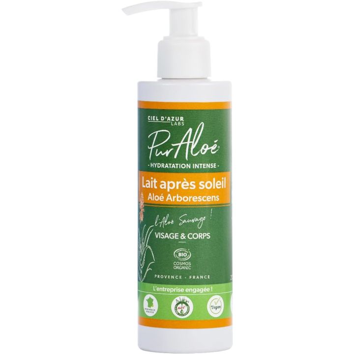 Lait apr&egrave;s-soleil alo&eacute; arborescens Pur Alo&eacute; - flacon-pompe de 200ml