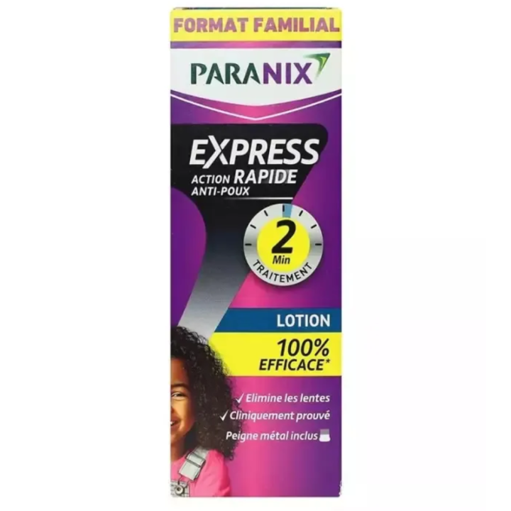 Express action rapide anti-poux format familial Paranix - flacon de 195ml + un peigne 