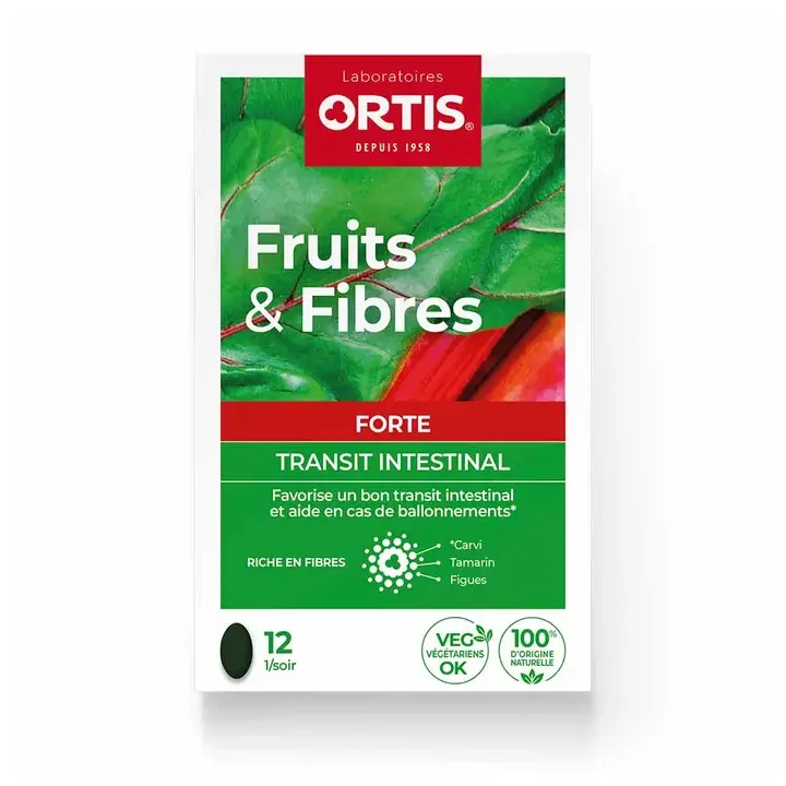 Fruits & Fibres Forte Transit intestinal Ortis - bo&icirc;te de 12 comprim&eacute;s