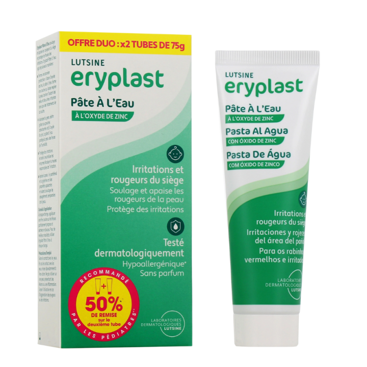 Eryplast p&acirc;te &agrave; l'eau &agrave; l'oxyde de zinc Lutsine - 2 tubes de 75g