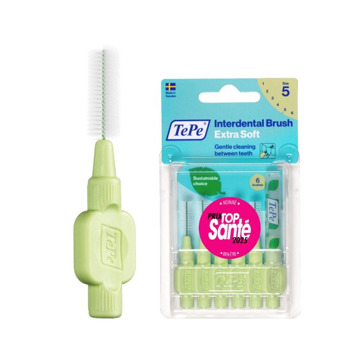Brossettes interdentaires extra souples vert pastel taille 5 (0.8mm) TePe - 6 unit&eacute;s