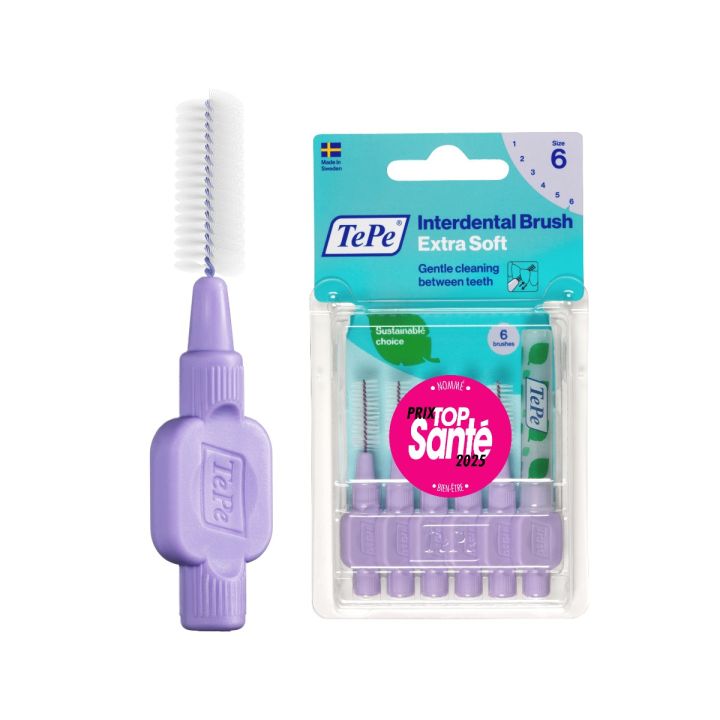 Brossettes interdentaires extra souples violet pastel taille 6 (1,1mm) TePe - 6 unit&eacute;s