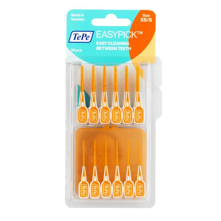 Easy Pick Cure-Dents Silicone Orange XS/S TePe - 36 unit&eacute;s